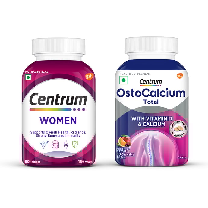 Centrum Women 50 Tablets & Ostocalcium Total Chewable 60 Tablets  Centrum Women 50 Tablets & Ostocalcium Total Chewable 60 Tablets