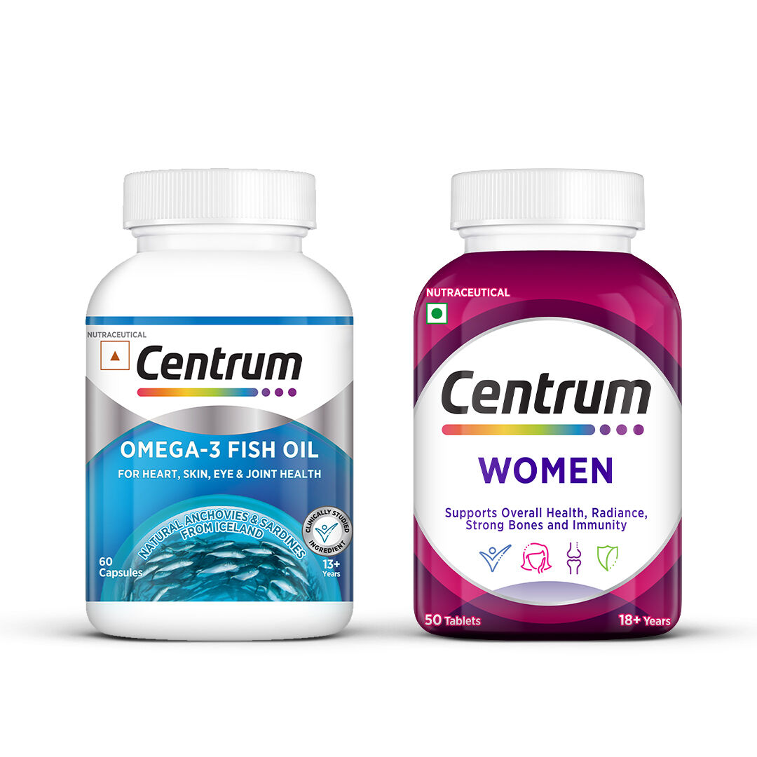Centrum Omega-3 Fish Oil 60 Capsules & Women 50 Tablets