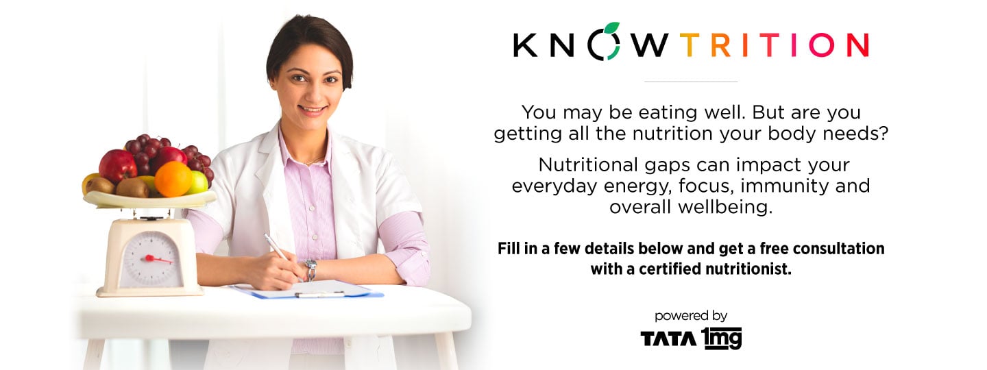 Know your nutrition - consult a nutritionist for free, powered by Tata 1mg
